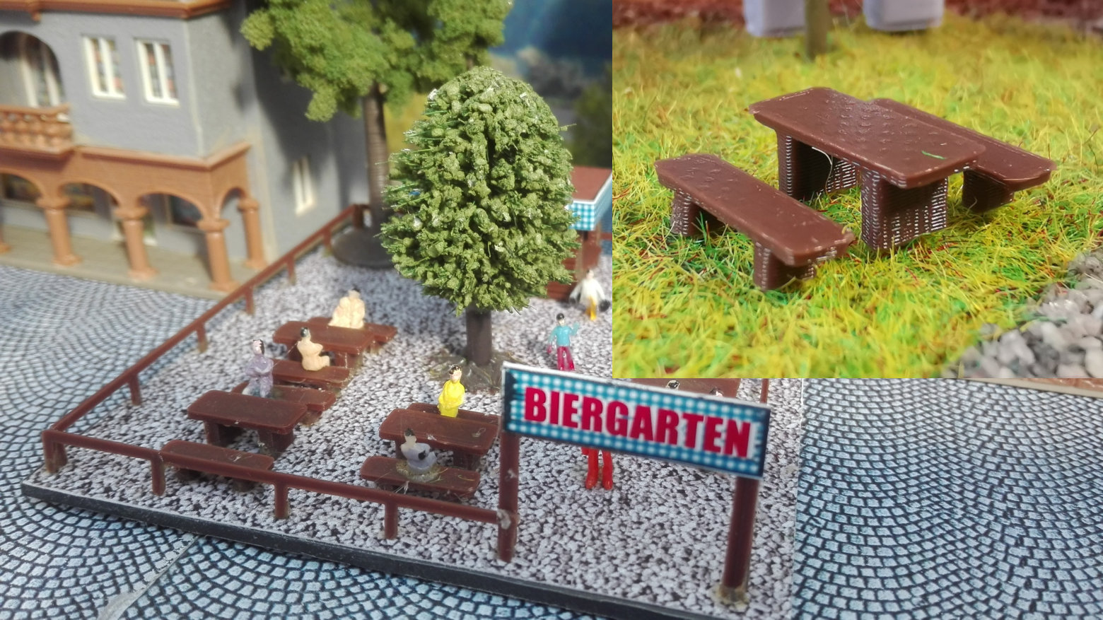 15 Tische und 30 Bänke für Biergarten oder Festplatz | Spur N | 1:160
