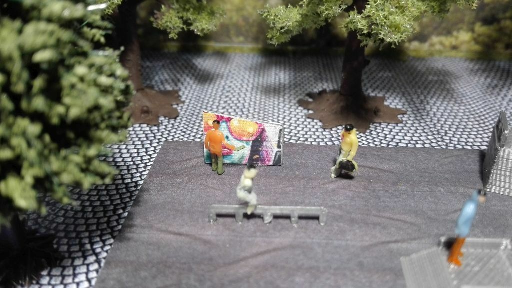 Skating / Skateboard Bahn mit Graffiti Wand | Spur H0 1:87 | Bausatz