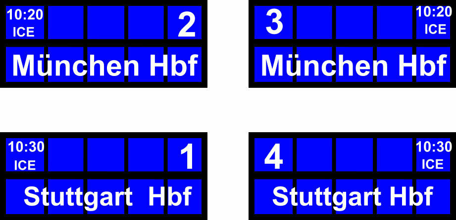 Zugzielanzeiger 6 Stück DB N | Bahnsteig | Bahnhof |1:160 |ICE Stuttgart München