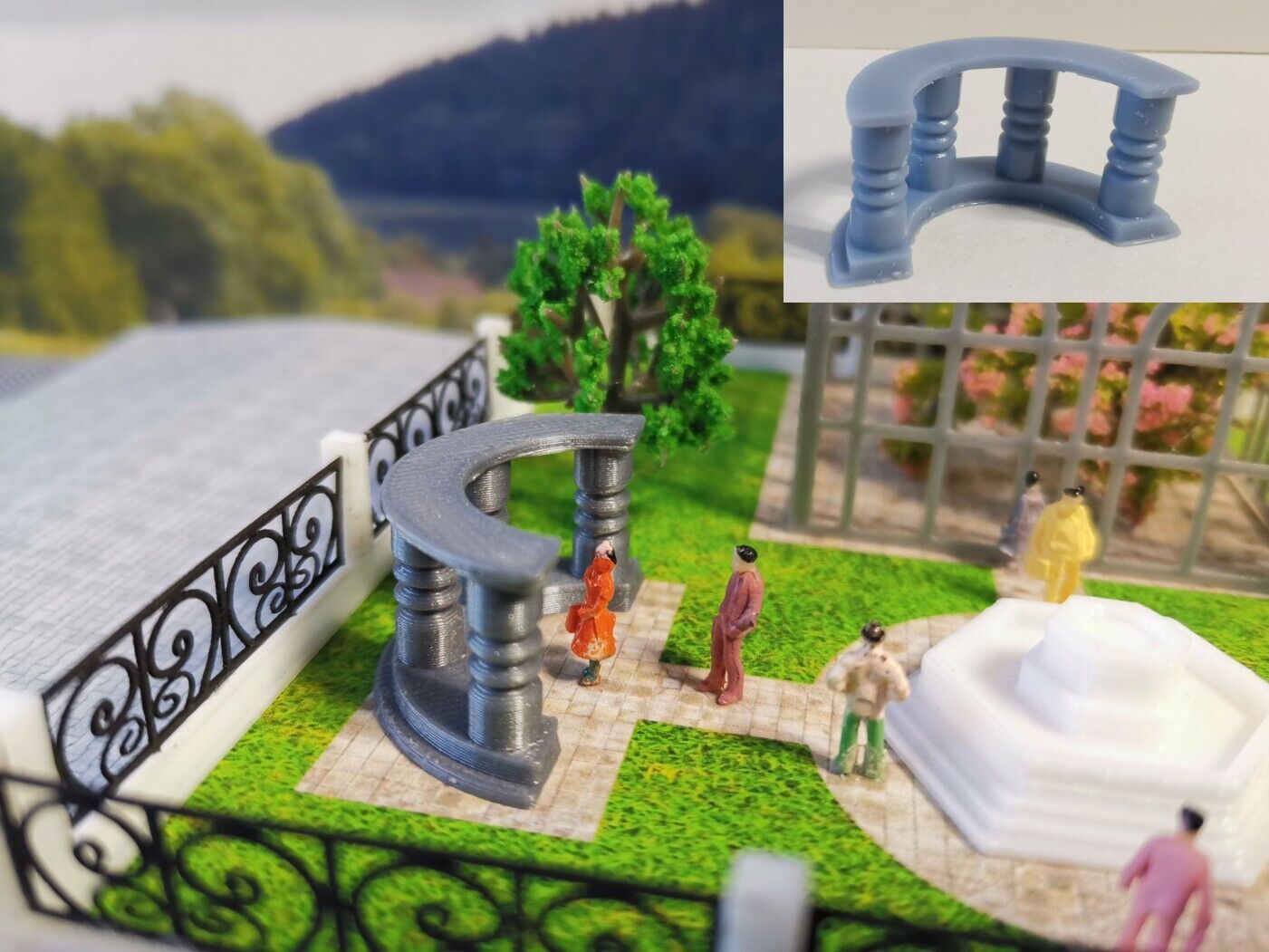 Baluster Spur Z | Balustrade | Fertigmodell | 1:220 grau