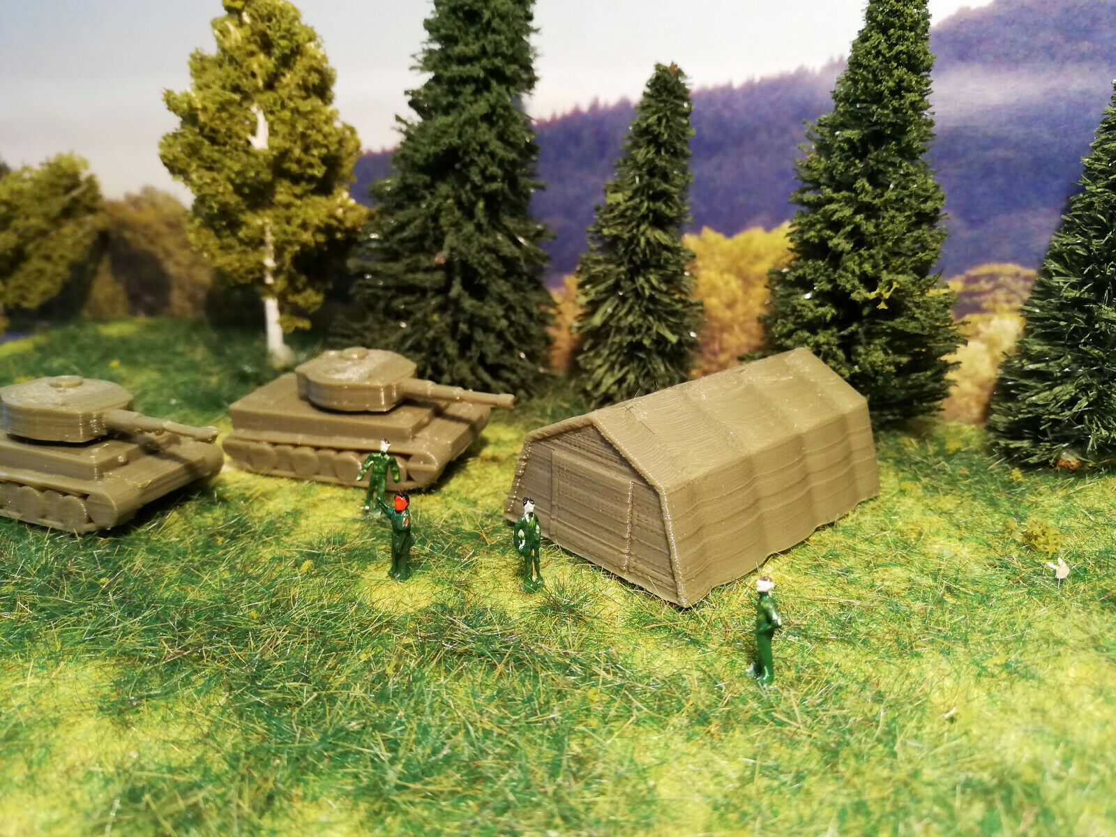 Militär Zelt Spur HO , Fertigmodell | Grün 1:87